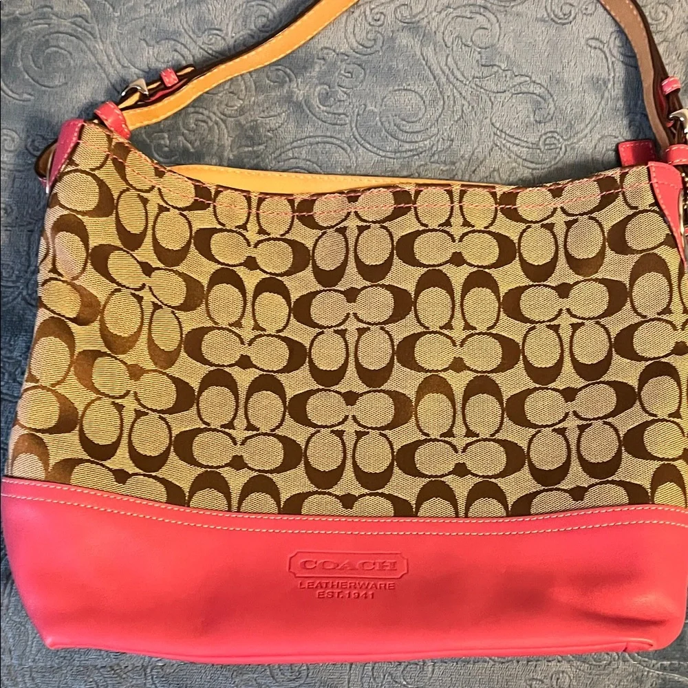 Coach Brown and Pink Hobo Bag - Picture 1 of 7